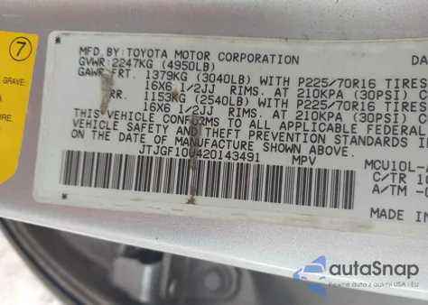 2002 Lexus Rx 300 z USA, uszkodzony, nr VIN JTJGF10U420143491